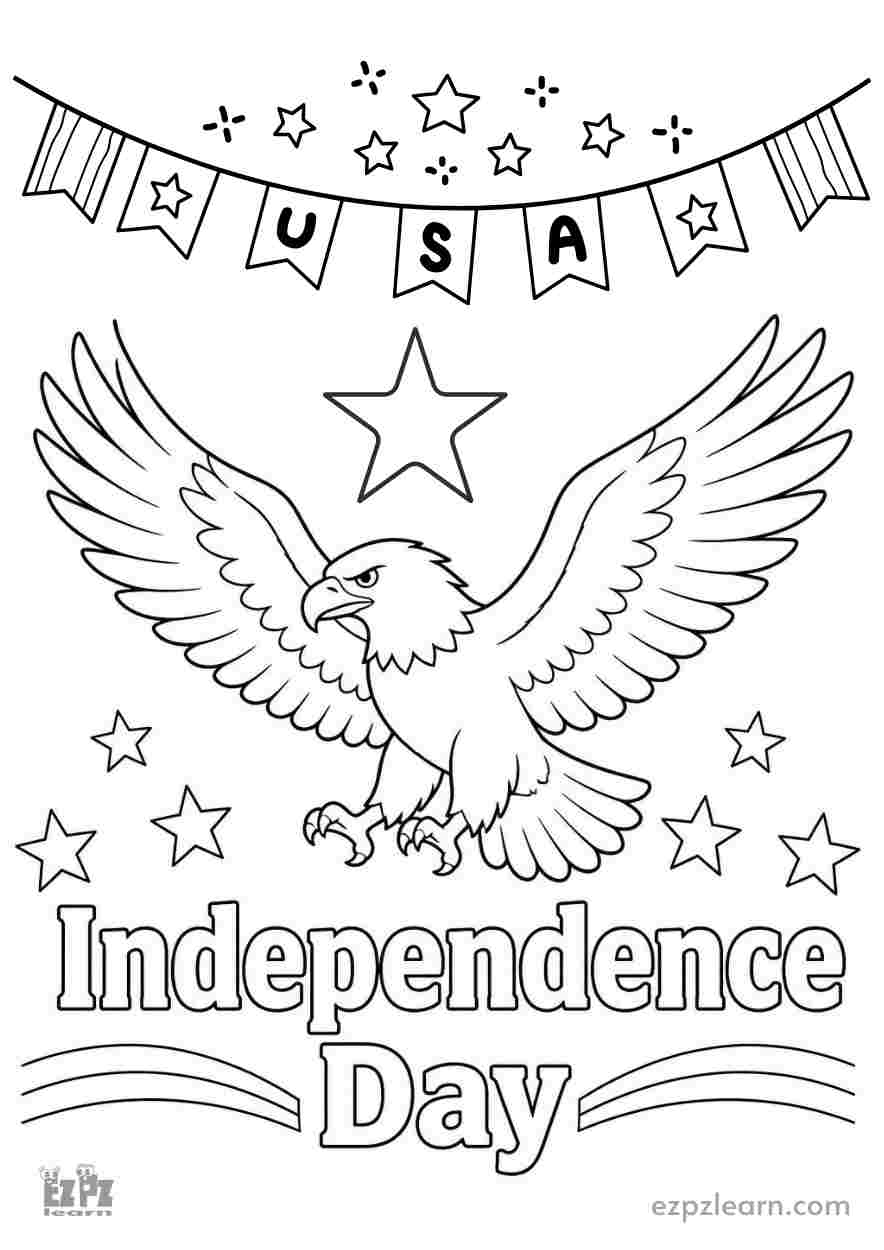American Eagle Independence Day Fourth of July Coloring page